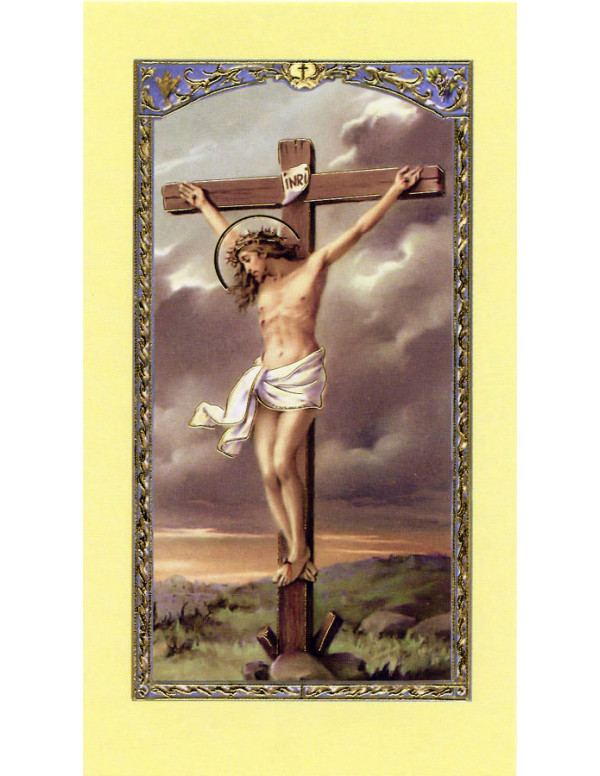 Image de Jésus crucifié avec prière au dos.