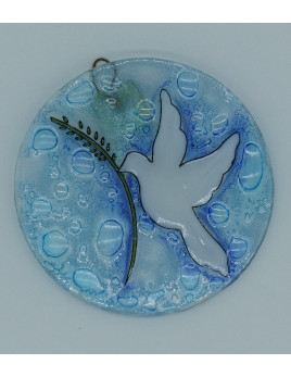 ravissant médaillon en verre représentant le Saint-Esprit sous la forme d'une colombe