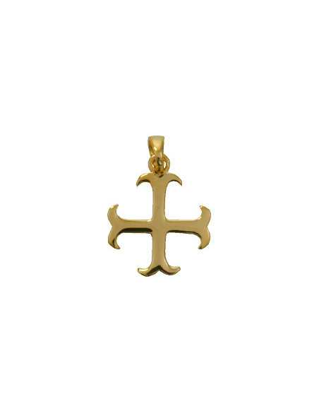 Pendentif croix templière plaqué or