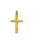 Pendentif croix striée en plaqué or