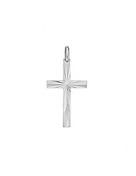 Pendentif croix striée argent