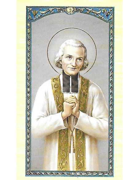 Image du saint Curé d'Ars avec prière au dos.