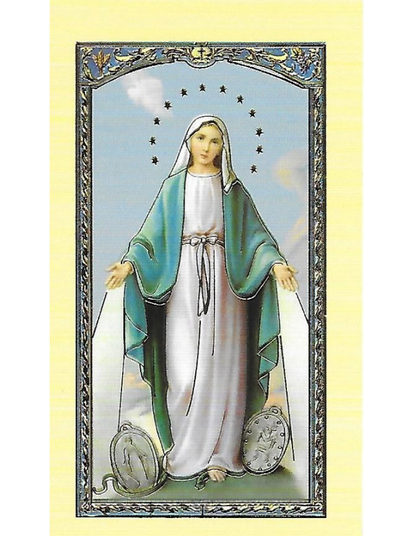 Image de Notre-Dame de la Médaille Miraculeuse avec prière au dos