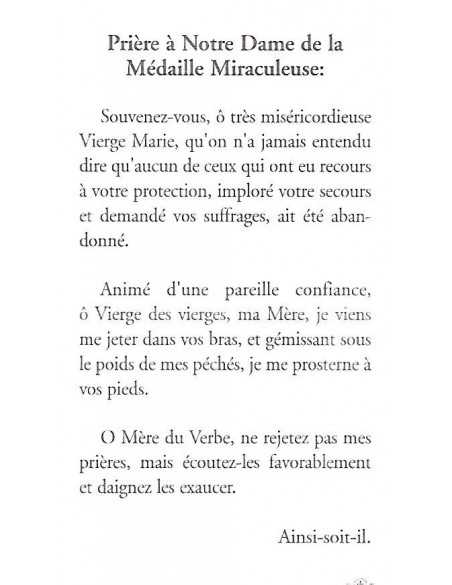 Notre-Dame de la Médaille Miraculeuse - image avec prière
