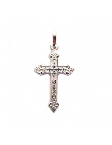 Jolie petite croix ornée en argent 925 millièmes.