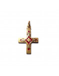 Pendentif croix en bronze émaillé - Fleur de lys -rouge
