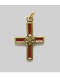 Pendentif croix en bronze émaillé - chrisme - rouge
