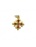 Pendentif croix occitane en bronze émaillé - rouge