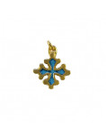 Pendentif croix occitane en bronze émaillé - bleu