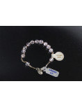 Bracelet-dizainier argent et quartz rose