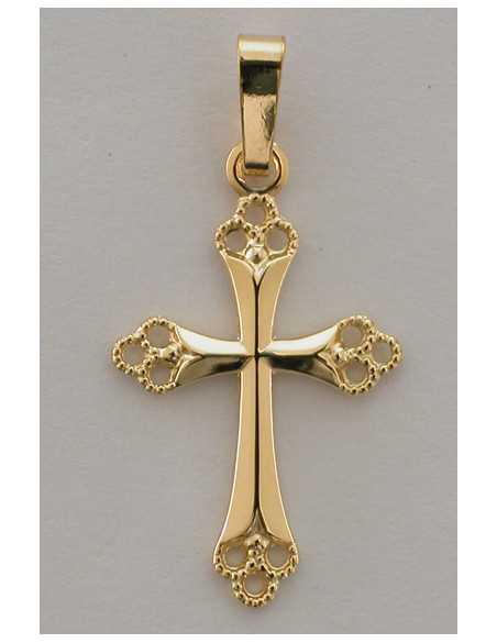 Pendentif croix ajourée, trilobée - plaqué or