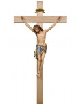 Crucifix avec Christ en bois sculpté et peint