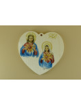 wood medallion of Sacred Heart of Jesus and Mary