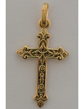 Pendentif croix ornée plaqué or