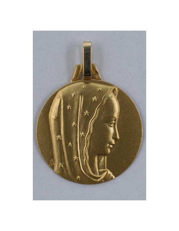 Médaille Vierge au voile étoilé - or 18 carats