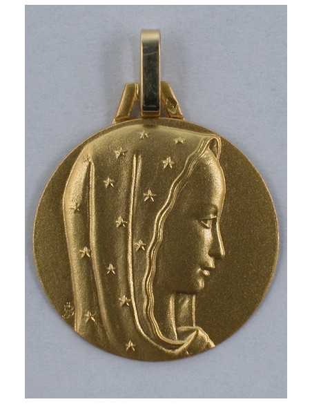 Médaille Vierge au voile étoilé - or 18 carats