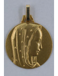 Médaille Vierge au voile étoilé - or 18 carats