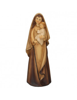 Une jolie petite statue de la Vierge et l'Enfant en ton bois de 12 cm