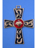 Sacred Heart bronze cross - blue