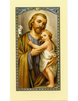 Image de saint Joseph et l'Enfant-Jésus avec prière au dos