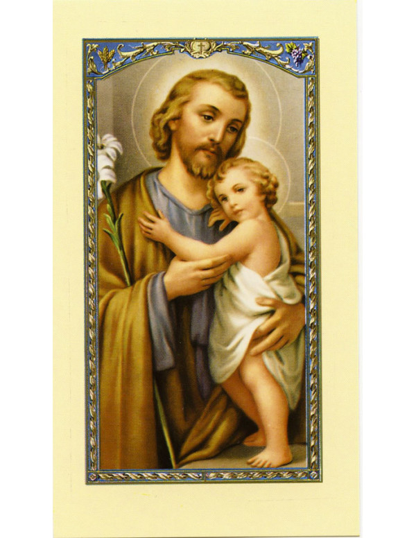 Image de saint Joseph et l'Enfant-Jésus avec prière au dos