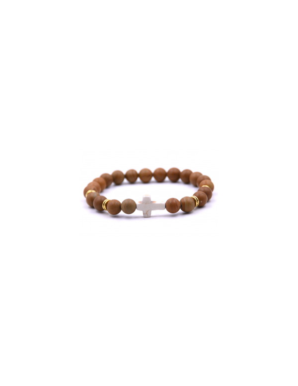 Ravissant bracelet en pierre véritable - Marbre jaune ton bois