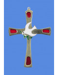 Croix Saint-Esprit en bronze - rouge