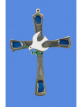 Croix Saint-Esprit en bronze - bleue