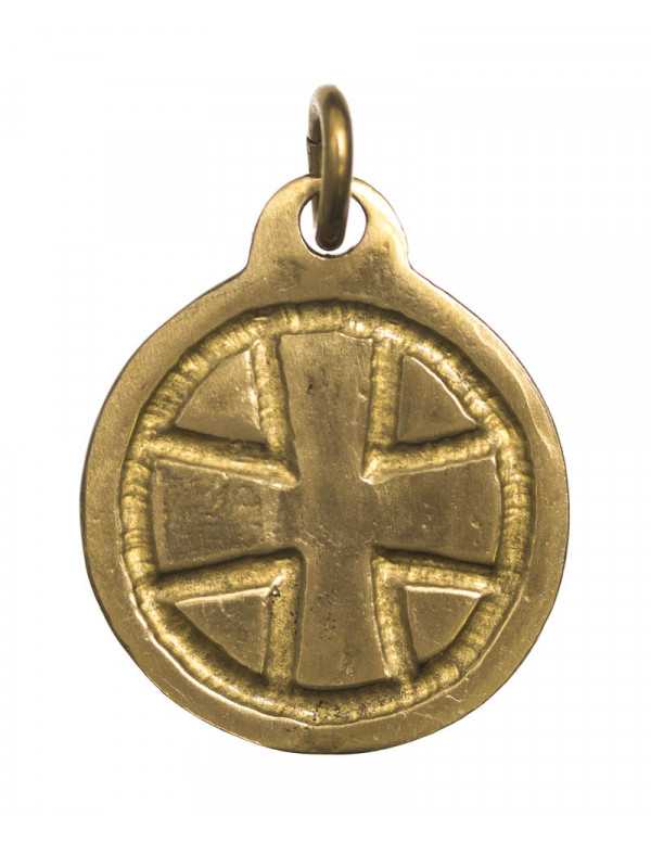 Pendentif médaille Sacré-Cœur en bronze émaillé