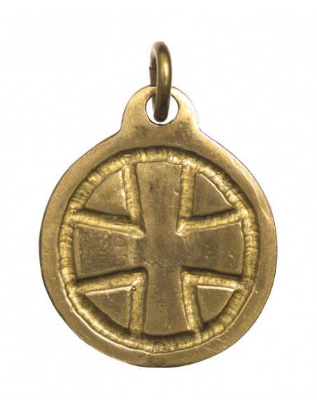 Pendentif médaille Sacré-Cœur en bronze émaillé
