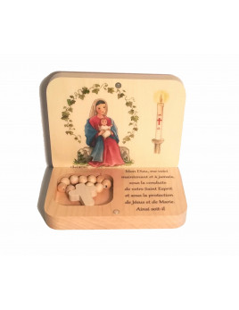 Joli petit oratoire en bois de hêtre vernis avec dizainier pour votre coin prière.