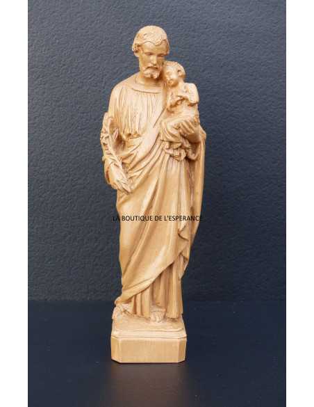 Statue de Saint Joseph avec l'Enfant-Jésus - En résine ton bois - 20 cm