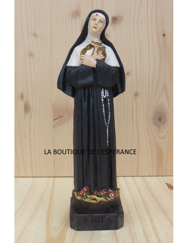 Jolie statue en résine peinte à la main de sainte Rita - 20 cm