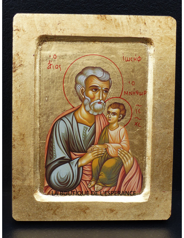 Magnifique et véritable icône byzantine de saint Joseph