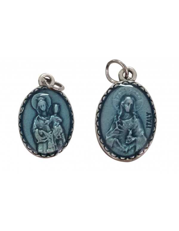 Médaille scapulaire en résine bleue