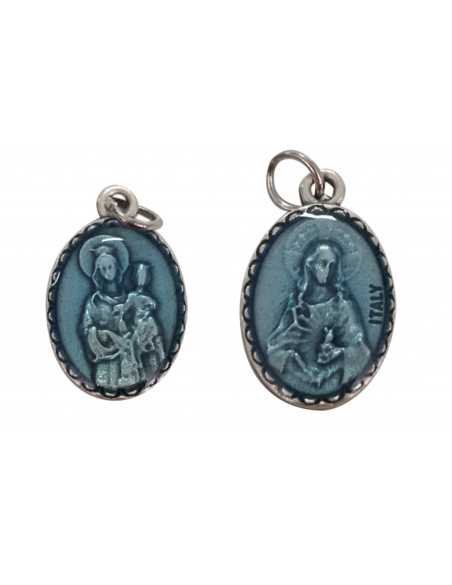 Médaille scapulaire en résine bleue