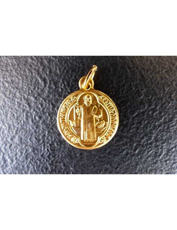Médaille de saint Benoît en aluminium doré - 18 mm