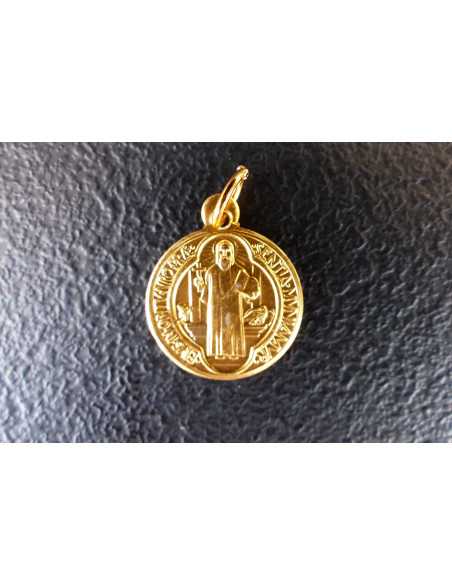 Médaille de saint Benoît en aluminium doré - 18 mm