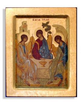 Véritable icône byzantine de la Sainte Trinité
