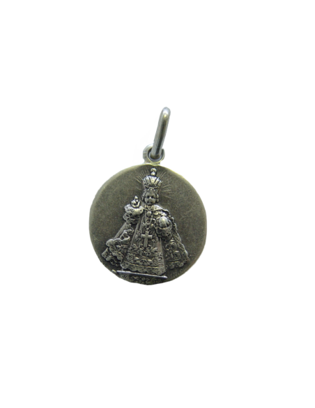 Médaille de l'Enfant-Jésus de Prague en métal argenté diamètre 18 mm