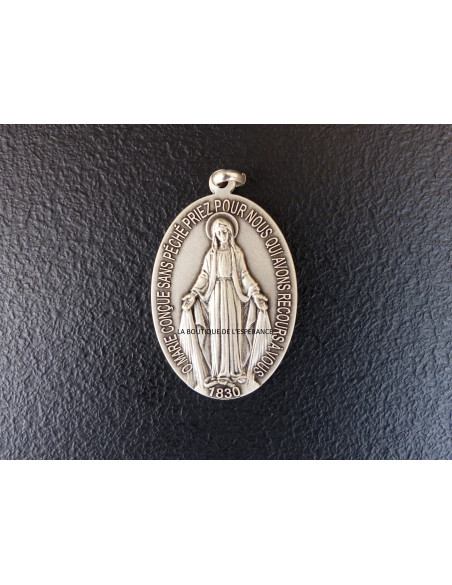 médaille miraculeuse en métal argenté 45 mm