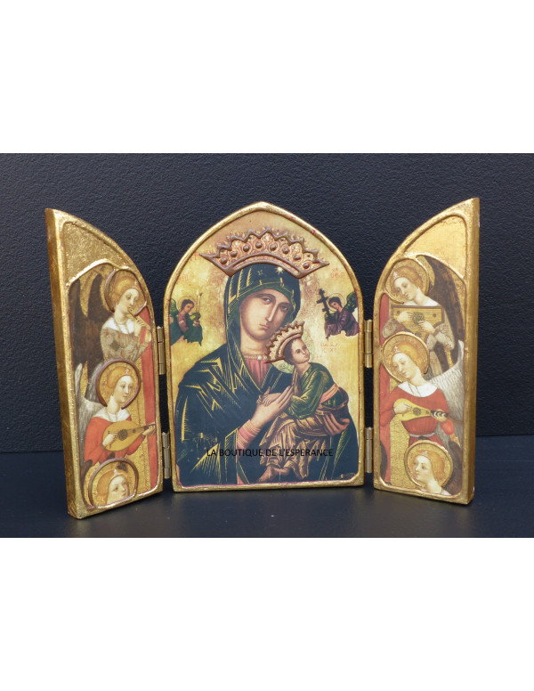 Triptyque de Notre-Dame du Perpétuel Secours avec des anges musiciens