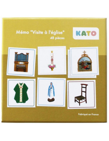 Jeu mémo sur le thème de la visite à l'église. Pour enfant à partir de 3 ans