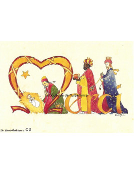 Carte double de vœux - Adoration des mages -  réalisée par les petites sœurs de la Consolation
