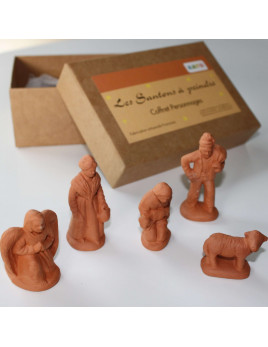 Coffret de 5 santons à peindre en argile, de fabrication française