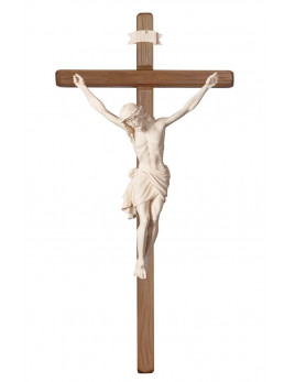 Magnifique crucifix avec christ en bois sculpté de couleur naturelle