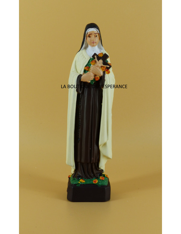 Statue de sainte Thérèse de l'Enfant-Jésus en gomme et résine peinte à la main