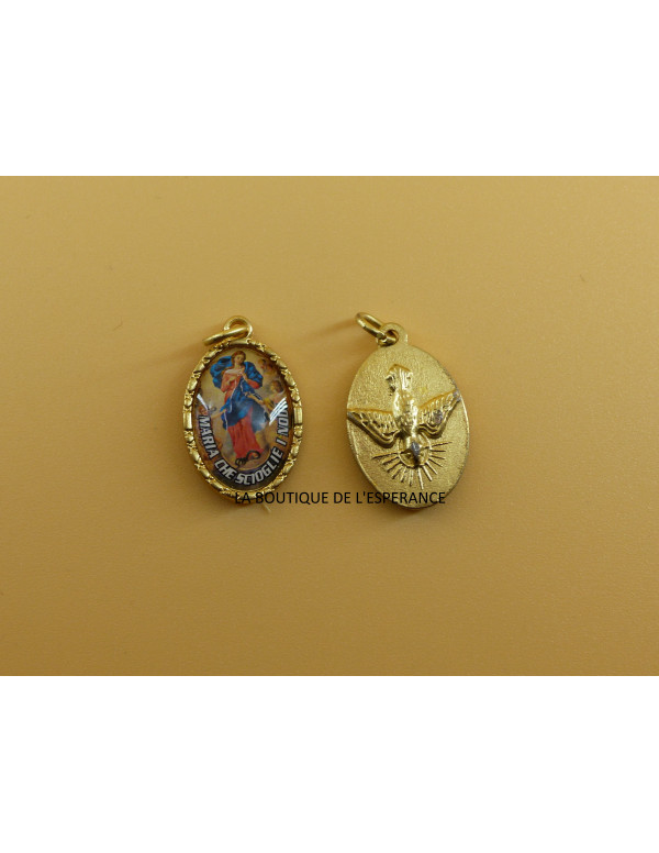 Médaille de Marie qui défait les nœuds en métal doré