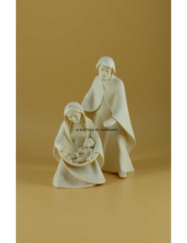 Natural wood statue of the Holy Family