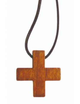 Pendentif - Croix grecque en bois naturel